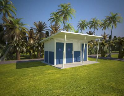 Yarra 3 Standard Toilet Building with Deep Ocean and Surfmist colour scheme